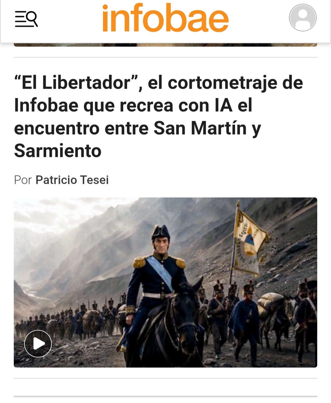 “El Libertador”: Infobae recreó con IA el histórico encuentro entre San Martín y Sarmiento