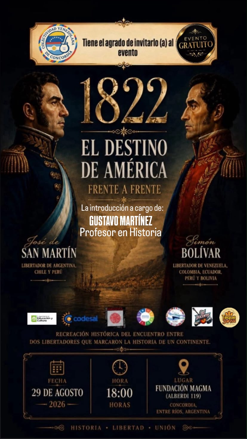 San Martín y Bolívar: Concordia recreará el histórico encuentro de Guayaquil de 1822