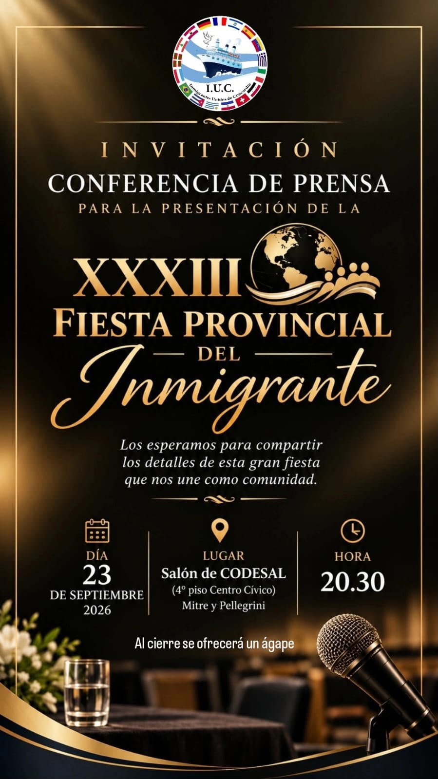 Invitan a los medios a la presentación de la XXXIII Fiesta Provincial del Inmigrante