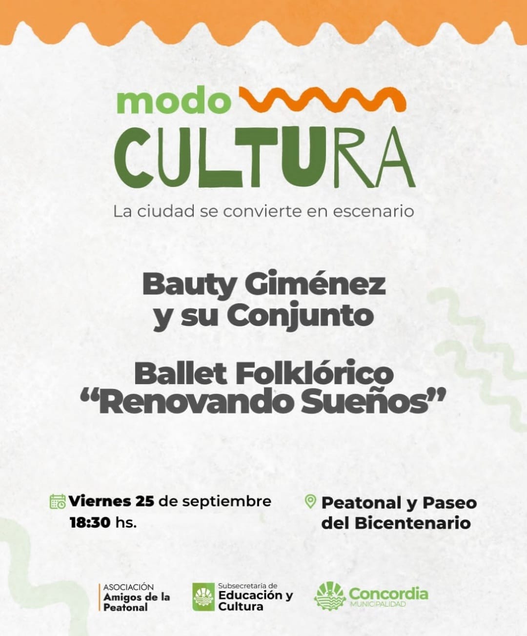 Modo Cultura llega al centro de Concordia con música y folclore