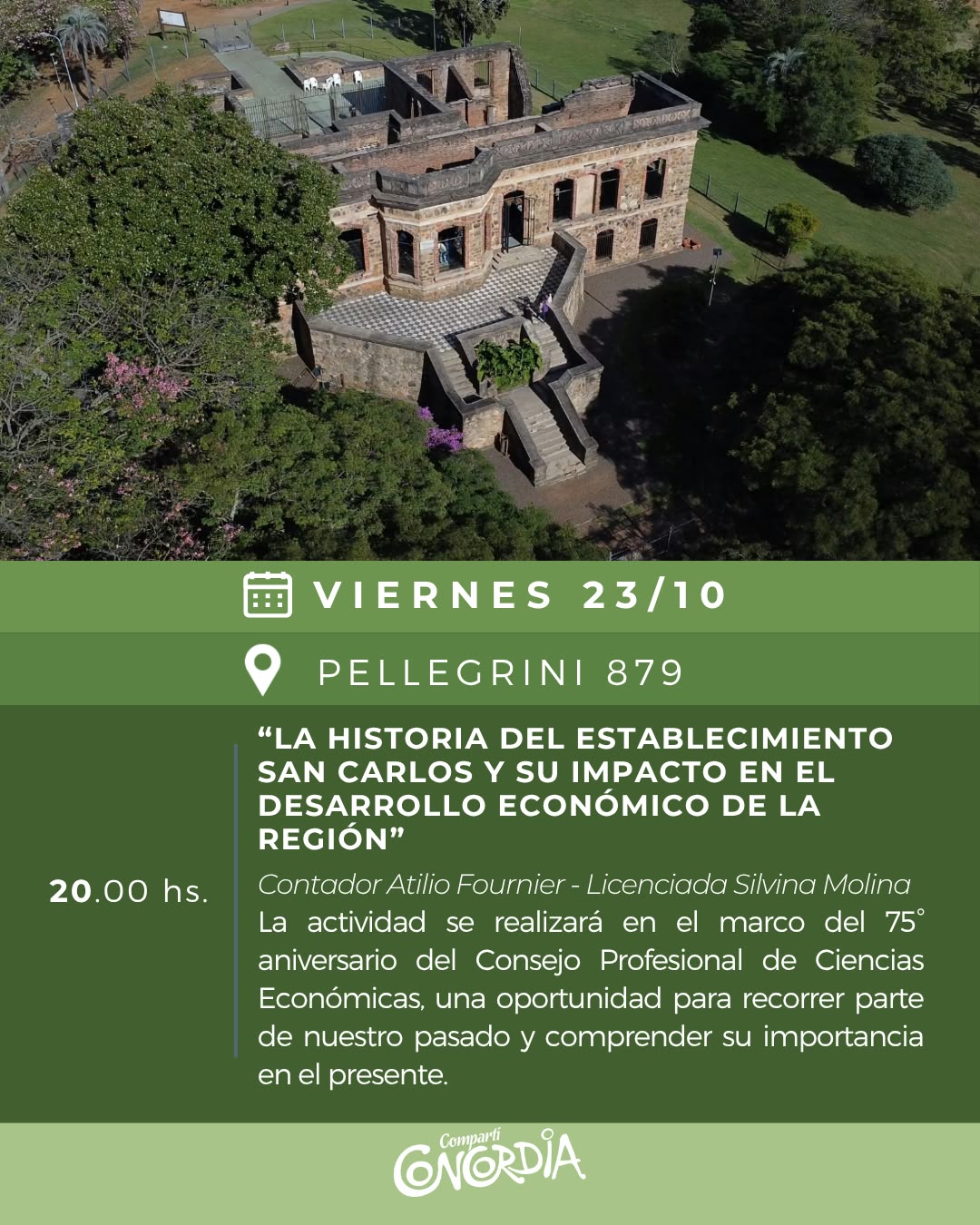 Brindarán una charla sobre la historia de los vínculos comerciales del Establecimiento San Carlos